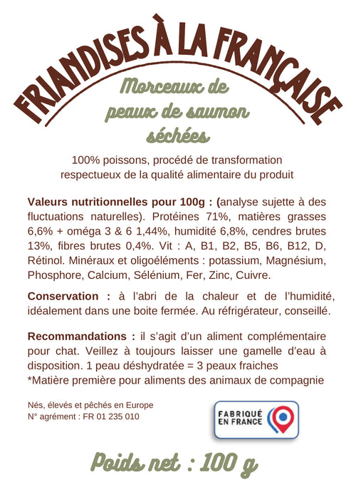 Peau de saumon séchée pour chat – 100 g