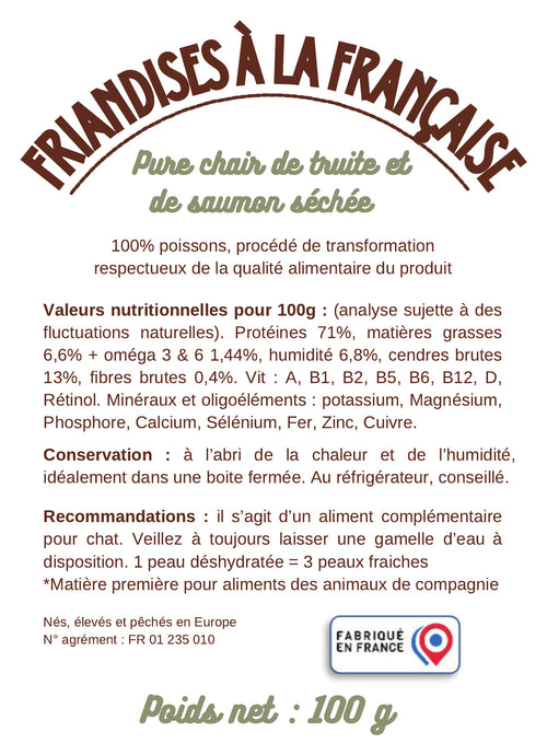 Chair de saumon et truite pour chat – 100 g